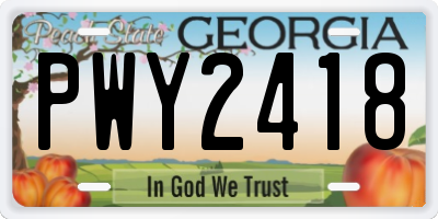 GA license plate PWY2418