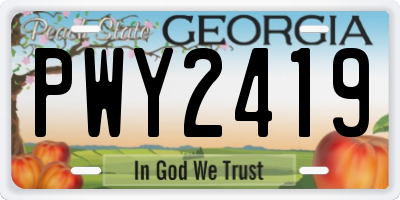 GA license plate PWY2419
