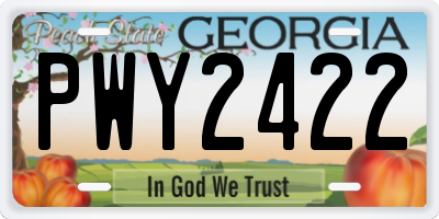 GA license plate PWY2422