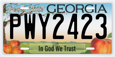 GA license plate PWY2423