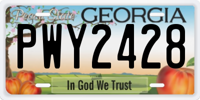 GA license plate PWY2428