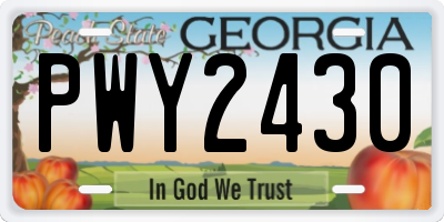 GA license plate PWY2430