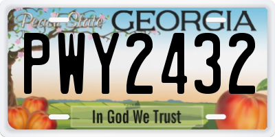 GA license plate PWY2432