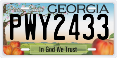 GA license plate PWY2433