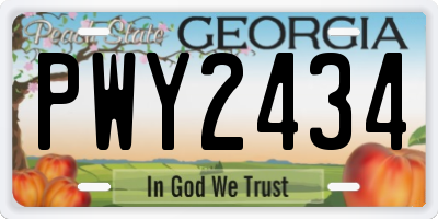 GA license plate PWY2434