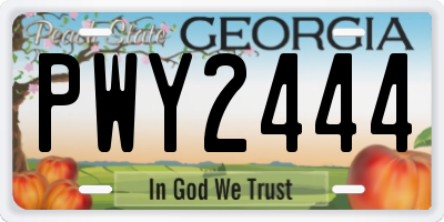 GA license plate PWY2444