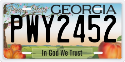 GA license plate PWY2452