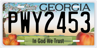 GA license plate PWY2453