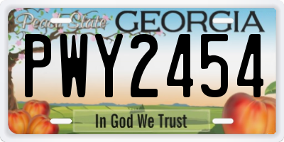 GA license plate PWY2454