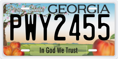 GA license plate PWY2455