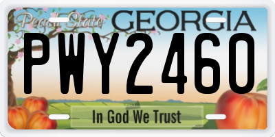 GA license plate PWY2460