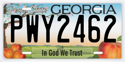 GA license plate PWY2462