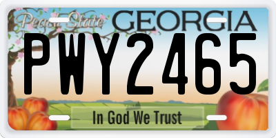 GA license plate PWY2465