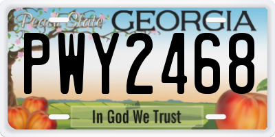 GA license plate PWY2468