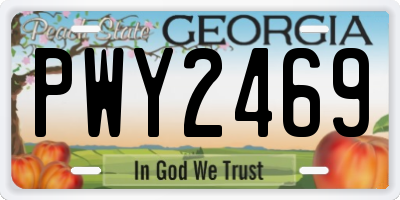 GA license plate PWY2469