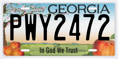 GA license plate PWY2472