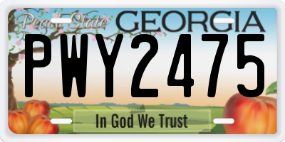 GA license plate PWY2475