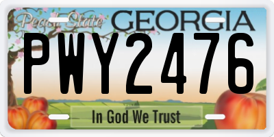GA license plate PWY2476