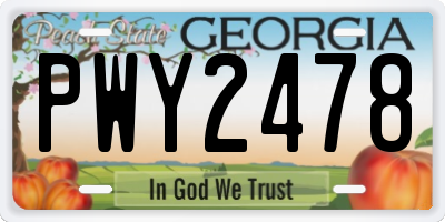 GA license plate PWY2478