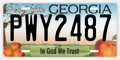 GA license plate PWY2487