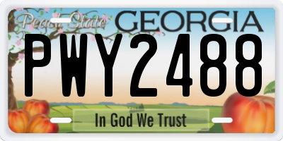 GA license plate PWY2488