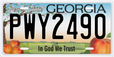 GA license plate PWY2490