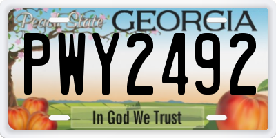 GA license plate PWY2492