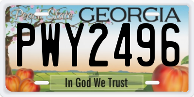 GA license plate PWY2496