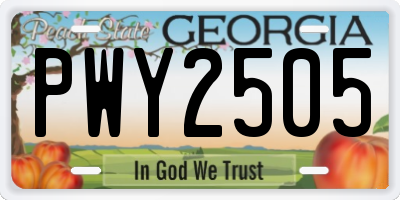 GA license plate PWY2505