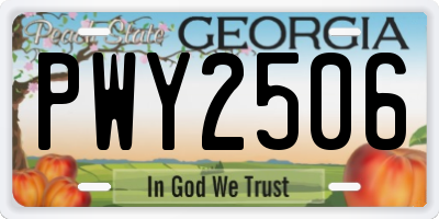 GA license plate PWY2506