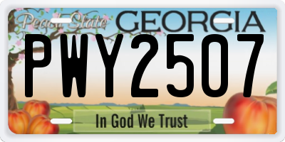 GA license plate PWY2507