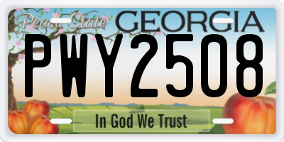 GA license plate PWY2508