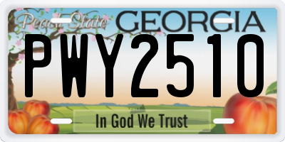 GA license plate PWY2510