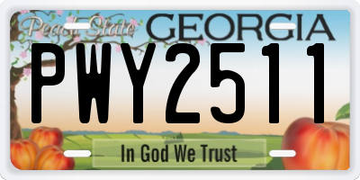 GA license plate PWY2511