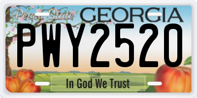 GA license plate PWY2520