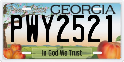 GA license plate PWY2521