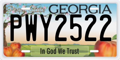 GA license plate PWY2522