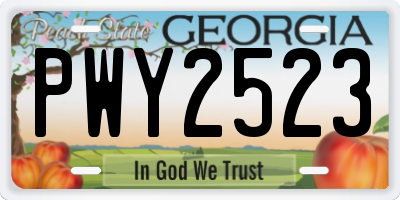 GA license plate PWY2523