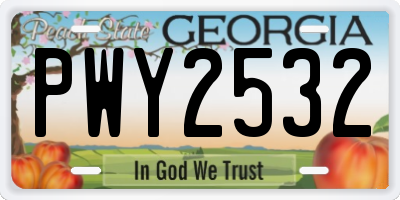 GA license plate PWY2532