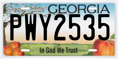 GA license plate PWY2535