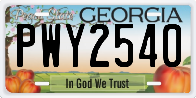 GA license plate PWY2540
