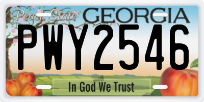 GA license plate PWY2546