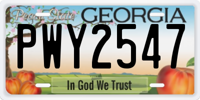 GA license plate PWY2547