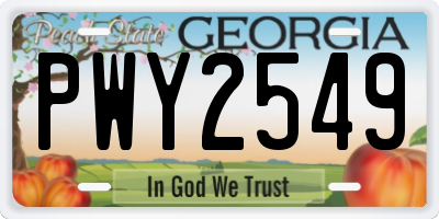 GA license plate PWY2549