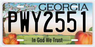 GA license plate PWY2551