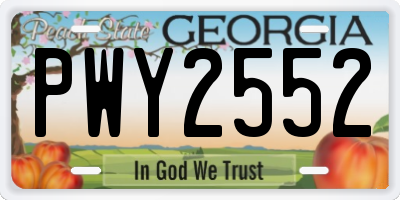 GA license plate PWY2552