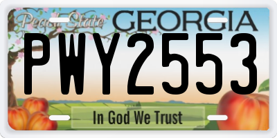 GA license plate PWY2553
