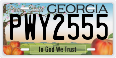 GA license plate PWY2555