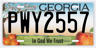 GA license plate PWY2557