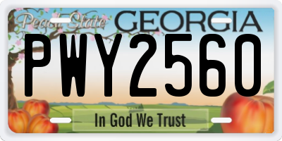 GA license plate PWY2560